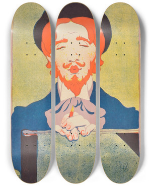 Triptych art skateboard deck of Ren Georges Hermannpaul Salon Des Cent_2 by Rene Georges Hermann Paul (1874-1940)