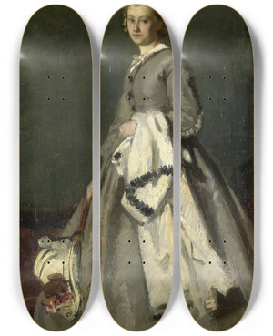 Triptych art skateboard deck of August Alleb A Young Woman by August Allebe (1838-1927) Triptych art skateboard deck of August Alleb A Young Woman by August Allebe (1838-1927)
