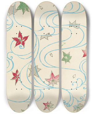 Triptych art skateboard deck of Korin Furuya Editor Bijutsukai Pl206 by Korin Furuya (Editor) (1875-1910)
