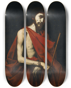 Triptych art skateboard deck of Jusepe De Ribera Ecce Homo_1 by Jusepe de Ribera (1591-1652)