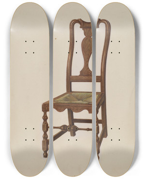 Triptych art skateboard deck of Regina Henderer Chair by Regina Henderer