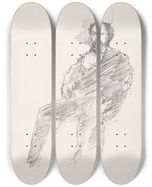 Triptych art skateboard deck of James Abbott Mcneill Whistler The Doctor by James Abbott Mcneill Whistler (1834-1903)