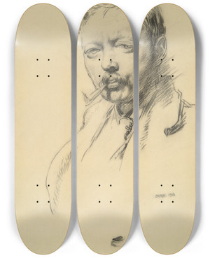 Triptych art skateboard deck of William Orpen William Wgoodbody by William Orpen (1878-1931)