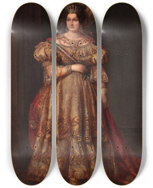 Triptych art skateboard deck of Valentin Carderera Y Solano Mara Cristina Of Bourbon by Valentin Carderera Y Solano (1796-1880)