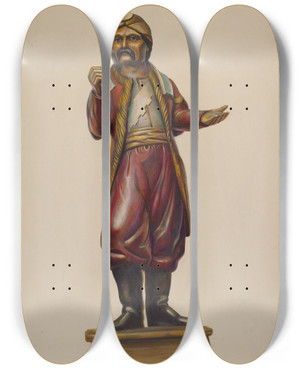 Triptych art skateboard deck of Walter Hochstrasser Cigar Store Figure_2 by Walter Hochstrasser (20-)