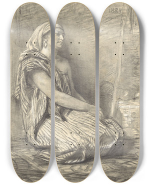 Triptych art skateboard deck of August Alleb Oosterse Vrouw by August Allebe (1838-1927)