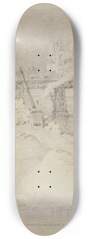 Ferdinand Boberg - La construction du Pont de la Tournelle 8.25 inch art skate deck