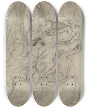 Triptych art skateboard deck of Victor Mller Odyssseus And The Sirens_1 by Victor Muller (1829-1871)