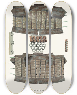Triptych art skateboard deck of Fedor Grigoryevich Solntsev Bakhterets Rastianutyi by Fedor Grigoryevich Solntsev (1801-1892)