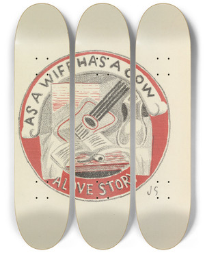 Triptych art skateboard deck of Juan Gris As A Wife Has A Cow 3 by Juan Gris (1887-1927)