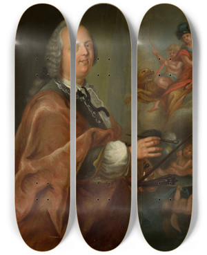 Triptych art skateboard deck of Krzysztof Jzef Werner Selfportrait At Work by Krzysztof Jozef Werner (1778)