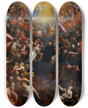 Triptych art skateboard deck of Leandro Bassano The Last Judgement by Leandro Bassano (1557-1623)