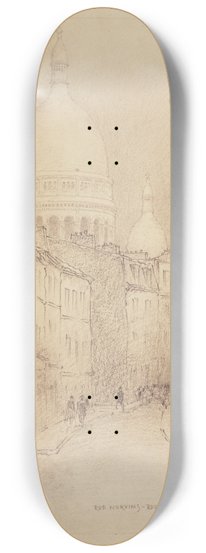 Ferdinand Boberg - La rue de Norvins et la rue Jean-Baptiste Clment 8.25 inch art skate deck