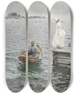 Triptych art skateboard deck of Anders Zorn Sommarnje by Anders Zorn (1860-1920)