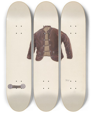 Triptych art skateboard deck of Arelia Arbo Childs Jacket by Arelia Arbo
