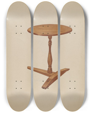 Triptych art skateboard deck of Robert Brigadier Tbase Candle Stand by Robert Brigadier