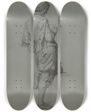 Triptych art skateboard deck of Nicaise De Keyser The Painter Pieter Neefs I by Nicaise De Keyser (1813-1887)