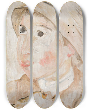 Triptych art skateboard deck of Tadeusz Makowski Gowa Chopca W Kapeluszu by Tadeusz Makowski (1882-1932)