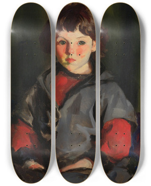 Triptych art skateboard deck of Robert Henri Untitled Alanna by Robert Henri (1865-1929)
