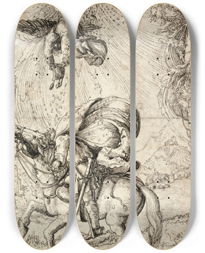 Triptych art skateboard deck of Wolf Huber The Conversion Of Saint Paul by Wolf Huber (1480-1553)