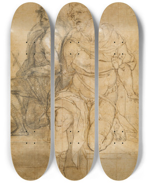 Triptych art skateboard deck of Orazio Samacchini Der Heilige Nabor Und Der Jugendliche Johannes Der Tufer by Orazio Samacchini (1532-1577)