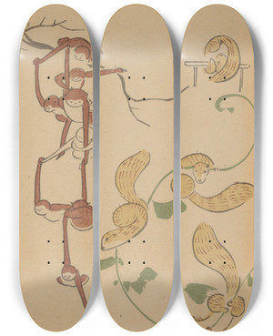 Triptych art skateboard deck of Masayoshi Kitao Choju Ryakugashiki Pl10 by Kitao Masayoshi (1764-1824)
