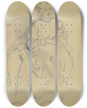 Triptych art skateboard deck of Philipp Rumpf Woman In Armchair by Philipp Rumpf (1821-1896) Triptych art skateboard deck of Philipp Rumpf Woman In Armchair by Philipp Rumpf (1821-1896)