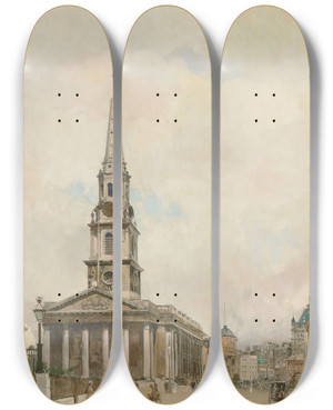 Triptych art skateboard deck of James Kerrlawson St Martininthefields by James Kerr Lawson