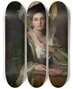 Triptych art skateboard deck of Philip Alexius De Lszl Portrait Of A Lady In A Large Hat by Philip Alexius de Lszl (1869-1937) Triptych art skateboard deck of Philip Alexius De Lszl Portrait Of A Lady In A Large Hat by Philip Alexius de Lszl (1869-1937)