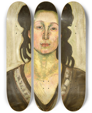 Triptych art skateboard deck of Ferdinand Hodler A Woman by Ferdinand Hodler (1853-1918)