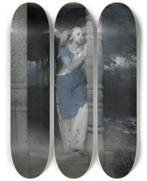 Triptych art skateboard deck of August Malmstrm Ingeborgs Klagan Ur Frithiofs Saga by August Malmstrom (1829-1901)