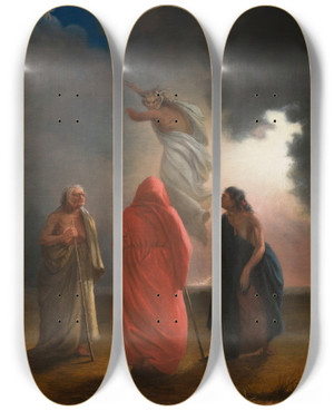 Triptych art skateboard deck of William Rimmer Scene From Macbeth by William Rimmer (1816-1879)