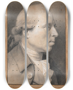Triptych art skateboard deck of Jens Juel Portrt Af Billedhuggeren Professor Nikolaj Dajon by Jens Juel (1745-1802)