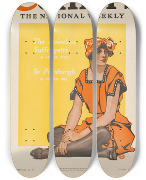 Triptych art skateboard deck of Edward Penfield Colliers The National Weekly_2 by Edward Penfield (1866-1925) Triptych art skateboard deck of Edward Penfield Colliers The National Weekly_2 by Edward Penfield (1866-1925)