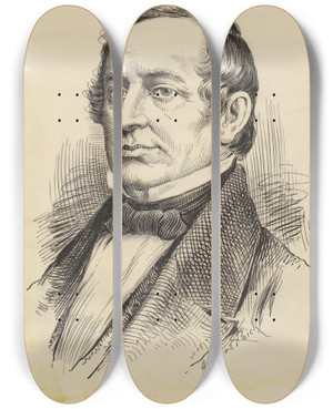 Triptych art skateboard deck of Jacques Reich Washington Irving by Jacques Reich (1852-1923)
