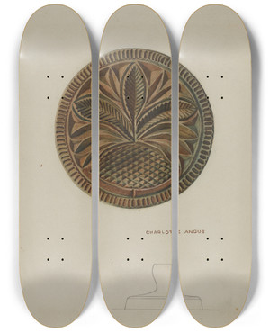 Triptych art skateboard deck of Charlotte Angus Pa German Butter Mold_10 by Charlotte Angus (1911-1989)