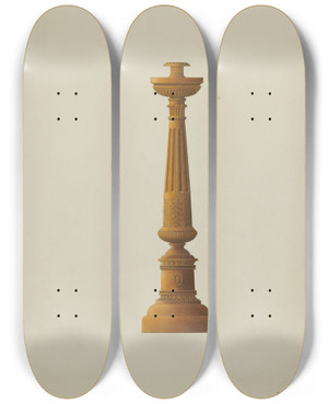 Triptych art skateboard deck of David P Willoughby Wooden Candlestick by David P Willoughby