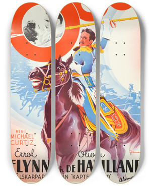Triptych art skateboard deck of Eric Rohman The Charge Of The Light Brigade by Eric Rohman (1891-1949)