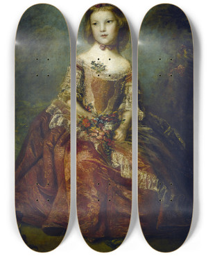 Triptych art skateboard deck of Sir Joshua Reynolds Lady Elizabeth Hamilton by Sir Joshua Reynolds (1723-1792)