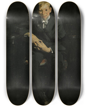 Triptych art skateboard deck of George Wesley Bellows Frankie The Organ Boy by George Wesley Bellows (1882-1925)