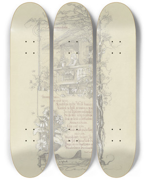 Triptych art skateboard deck of Minna Roberth Sonnenschein by Minna Roberth