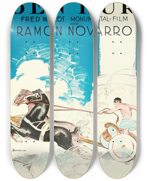 Triptych art skateboard deck of Eric Rohman Benhur by Eric Rohman (1891-1949)