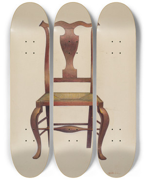 Triptych art skateboard deck of John Price Sheraton Chair by John Price