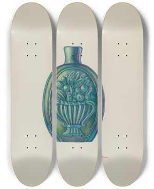 Triptych art skateboard deck of Hal Blakeley Flask_2 by Hal Blakeley