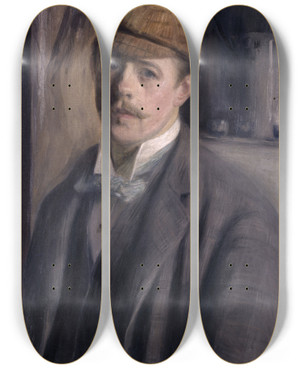 Triptych art skateboard deck of Jacquesmile Blanche Portrait De Lartiste by Jacques-mile Blanche (1861-1942)