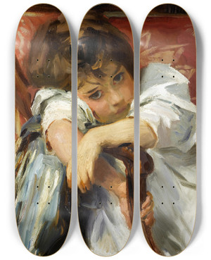 Triptych art skateboard deck of John Singer Sargent Portrait Of A Child by John Singer Sargent (1856-1925)
