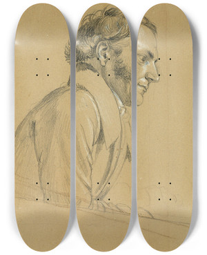 Triptych art skateboard deck of Johann Peter Krafft Mnnliche Studie Zu Rckkehr Des Kaisers Franz Aus Pressburg by Johann Peter Krafft (1780-1856)