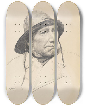Triptych art skateboard deck of Christian Krohg Los Titland by Christian Krohg (1852-1925)