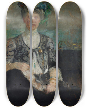 Triptych art skateboard deck of Olga Boznanska Portrait Of Mrs Buyko by Olga Boznanska (1865-1940)
