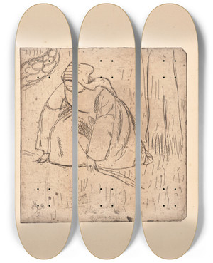 Triptych art skateboard deck of Armand Seguin La Glaneuse The Harvester by Armand Seguin (1869-1903)